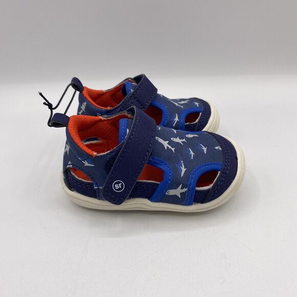 Surprise By Stride Rite Size 3 Months Infant Blue Shark Flo Boys Shoes NWOT - Picture 3 of 8
